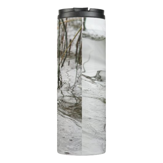 Grijze eend op donker het meer thermosbeker (Achterkant)