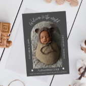 Grijze Eenvoudige Arch Lijst Foto geboorteaankondi Aankondiging