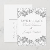 Grijze Eenvoudige Floral sparen het Briefkaart van (Voorkant / Achterkant)