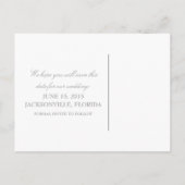 Grijze Eenvoudige Floral sparen het Briefkaart van (Achterkant)