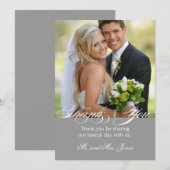 Grijze eenvoudige foto bruiloft Hartelijk dank Bedankkaart
