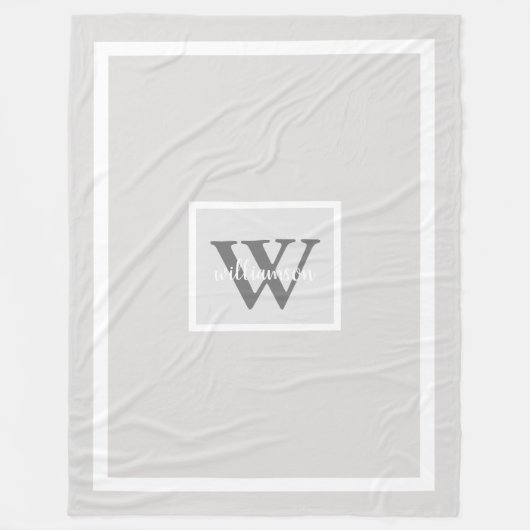 Grijze, eenvoudige Initiaal en naamloze kreet Fleece Deken (Voorkant)