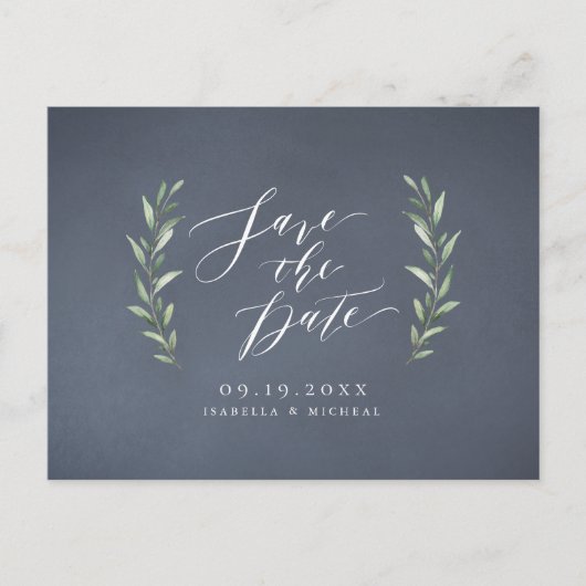 Grijze, eenvoudige kalligrafie rustige bruine brui aankondigingskaart (Voorkant)