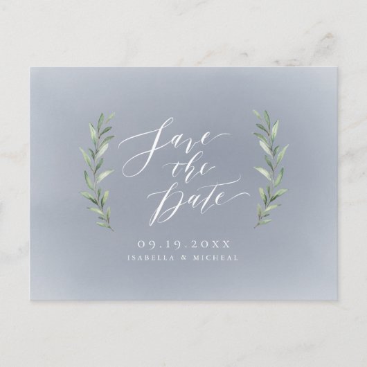 Grijze, eenvoudige kalligrafie rustige bruine brui aankondigingskaart (Voorkant)