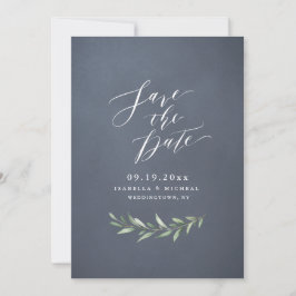 Grijze, eenvoudige kalligrafie rustige bruine brui save the date
