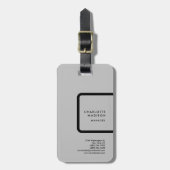 Grijze, eenvoudige minimalistische platte professi bagagelabel (Voorkant verticaal)