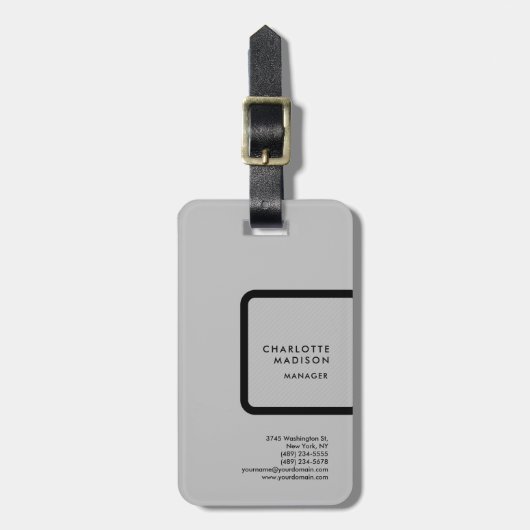 Grijze, eenvoudige minimalistische platte professi bagagelabel (Voorkant verticaal)