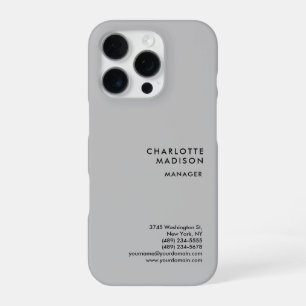 Grijze, eenvoudige minimalistische platte professi iPhone 16 pro hoesje