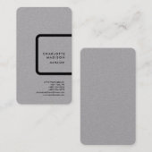 Grijze, eenvoudige minimalistische platte professi visitekaartje (Voorkant / Achterkant)