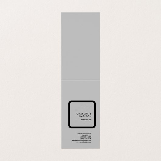 Grijze, eenvoudige minimalistische platte professi visitekaartje (Buitenkant ongevouwen)
