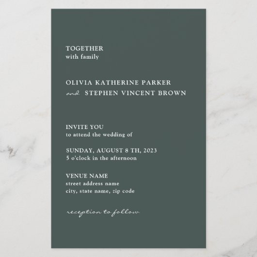 Grijze eenvoudige typografie moderne trouwkaart flyer (Voorkant)