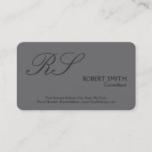 Grijze, eenvoudige vorm van elegant monogram visitekaartje (Voorkant)