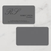 Grijze, eenvoudige vorm van elegant monogram visitekaartje (Voorkant / Achterkant)