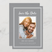 Grijze eenvoudige weduwschap Verloving Afbeelding  Save The Date (Voorkant / Achterkant)