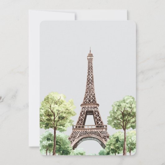 Grijze Eiffeltoren Parijs bruiloft Kaart (Achterkant)