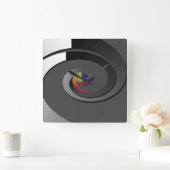 Grijze eigentijdse muurklok - de Werveling van 4 Vierkante Klok (Huis)