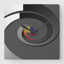 Grijze eigentijdse muurklok - de Werveling van 4