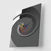 Grijze eigentijdse muurklok - de Werveling van 4 Vierkante Klok (Hoek)