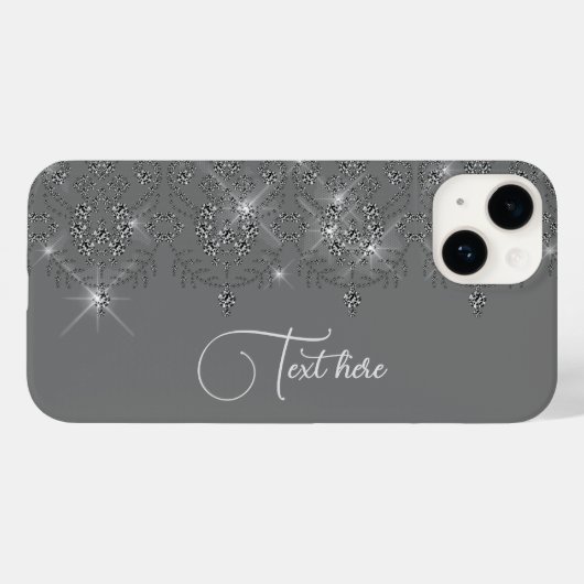 Grijze elegant-glans, ruitdiamant Case-Mate iPhone case (Achterkant (horizontaal))