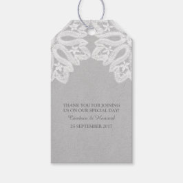 Grijze Elegant Lace Gift Labels Cadeaulabel