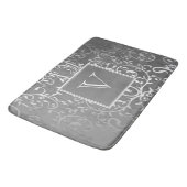 Grijze Elegante Bloei Monogram Badmat (Gekanteld)