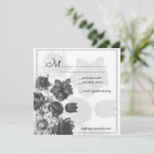 Grijze Elegante Bloem Bruiloft RSVP Kaarten (Staand voorkant)