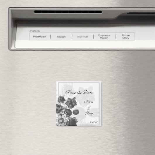 Grijze Elegante Bloem Trouwgunst Magneten (Insitu (Vaatwasser))