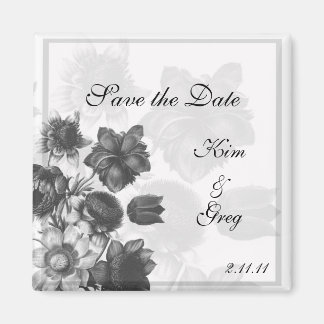 Grijze Elegante Bloem Trouwgunst Magneten