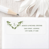 Grijze elegante geometrische bladeren tak etiket (Insitu)