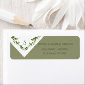 Grijze elegante geometrische bladeren tak etiket (Insitu)