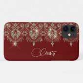 Grijze elegante glans van Bourgogne Case-Mate iPhone Case (Achterkant (horizontaal))