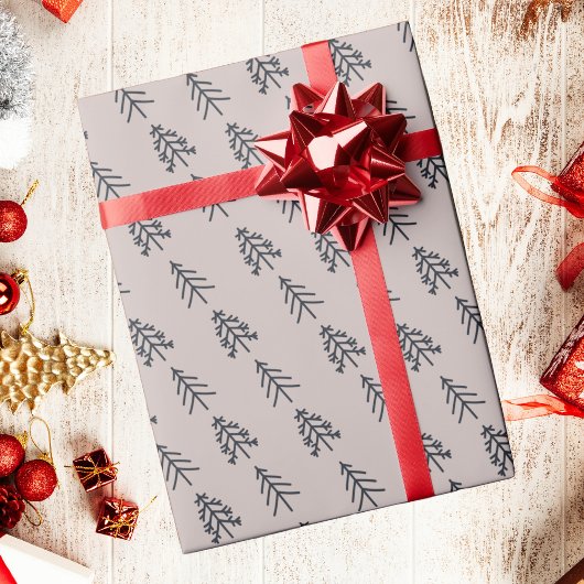 Grijze elegante kerstbomen Verpakkingspapier Cadeaupapier