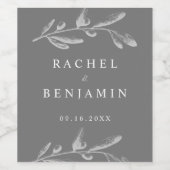 grijze , elegante kruid - minimalistische bruiloft wijn etiket (Enkel label)