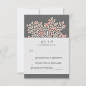 grijze elegante oude boomtakken bruiloft RSVP kaar (Voorkant)