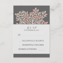 grijze elegante oude boomtakken bruiloft RSVP kaar Kaartje