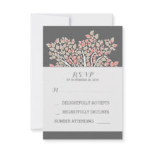 grijze elegante oude boomtakken bruiloft RSVP kaar