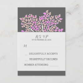 Grijze elegante oude paarse boom bruiloft RSVP kaa Kaartje