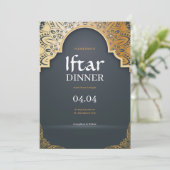 Grijze Elegante Ramadan Iftar Feest Kaart (Staand voorkant)