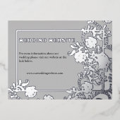 Grijze Elegantie Zilveren Bloemen Bruiloft Website Folie Uitnodiging Briefkaart (Voorkant)