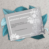 Grijze Elegantie Zilveren Bloemen Bruiloft Website Folie Uitnodiging Briefkaart