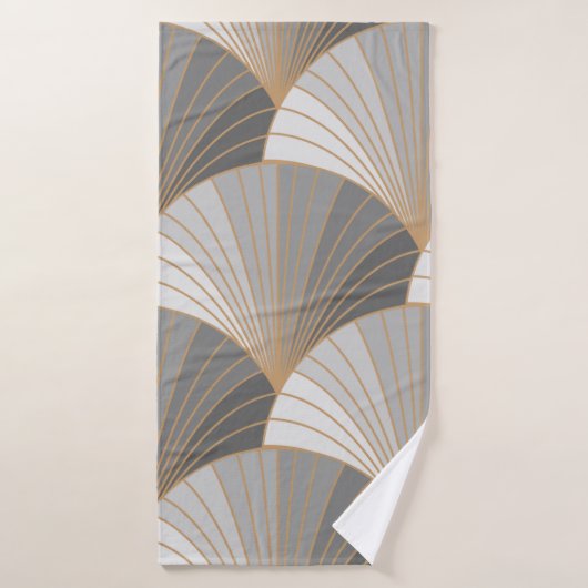 Grijze elementen met gouden omtrek. naadloos patro badhanddoek (Badhanddoek)