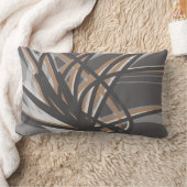 Grijze en Abstracte Tan Artistic Ribbons Kussen (Deken)
