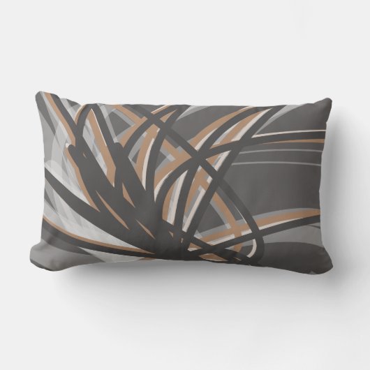 Grijze en Abstracte Tan Artistic Ribbons Kussen (Voorkant)
