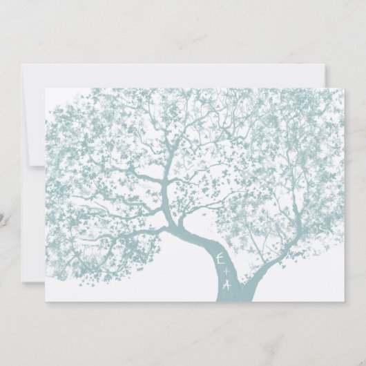 Grijze en Aqua Tree Weddings Speciaal uitgenodigd Kaart (Achterkant)