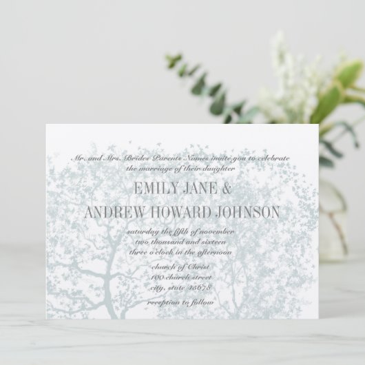 Grijze en Aqua Tree Weddings Speciaal uitgenodigd Kaart (Staand voorkant)