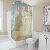 Grijze en beige Abstracte kunst Schildingegrepen a Douchegordijn (In situ)