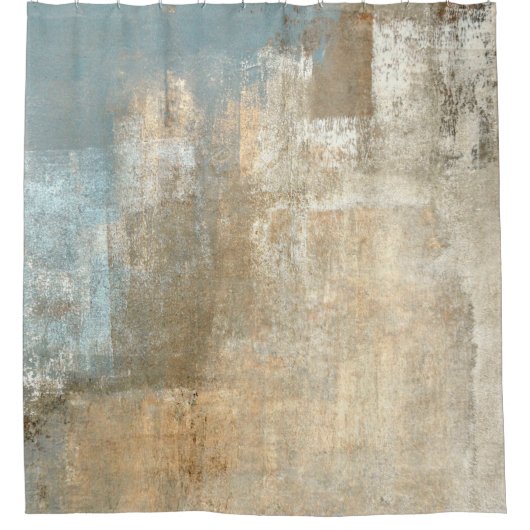 Grijze en beige Abstracte kunst Schildingegrepen a Douchegordijn (Voorkant)