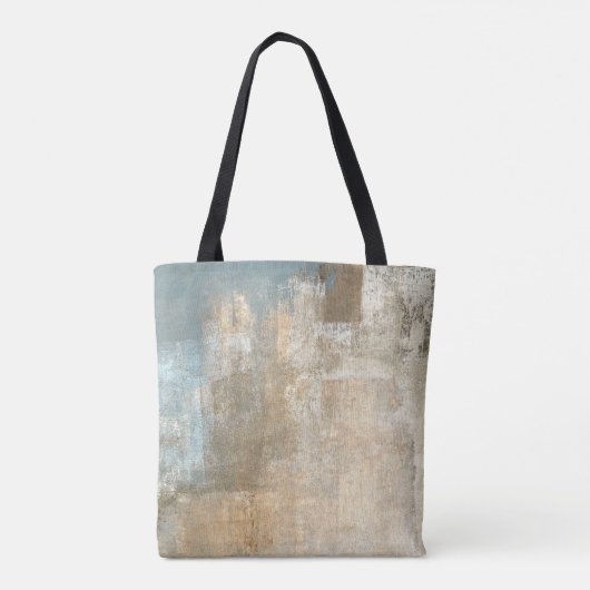 Grijze en beige Abstracte kunst Schildingegrepen a Tote Bag (Achterkant)