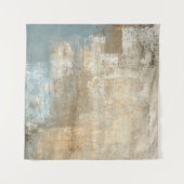 Grijze en beige Abstracte kunst Schildingegrepen a Wandkleed (Voorkant)