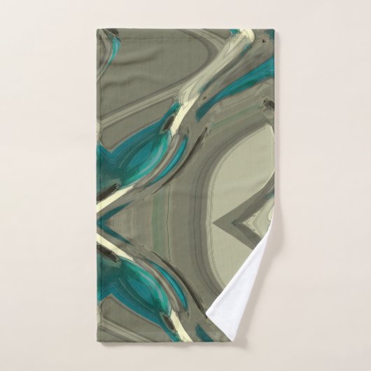 Grijze en blauwe Abstracte kunst Bad Handdoek (Handdoek)